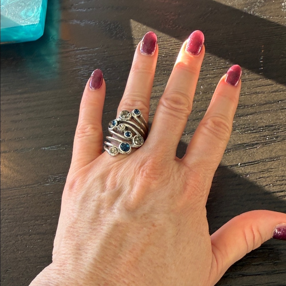 Silver Multi-Stone Ring - Picture 1 of 4